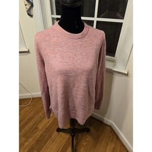 Old Navy Sweater Womens Size Large Pink Oversized Bouclé Crew-Neck Cozy